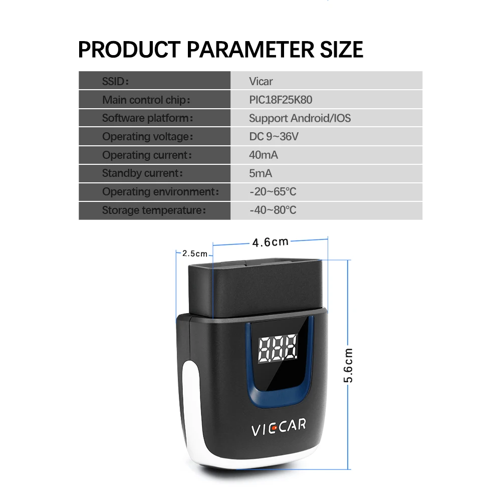 Viecar VP001/VP003 OBD OBD2 Поддержка системы Windows/Android/iOS 18F25K80 чип Bluetooth считыватель кодов неисправностей автомобиля диагностический инструмент