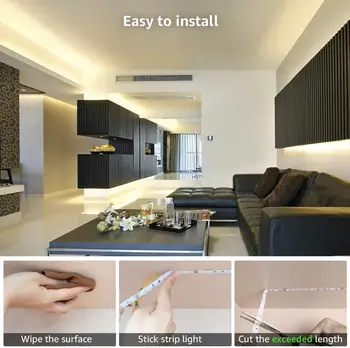 

50ft LED Strip Lights Ultra-Long RGB 5050 LED Strips with Remote Controller and Fixing Clips Color Changing Tape Light Listed