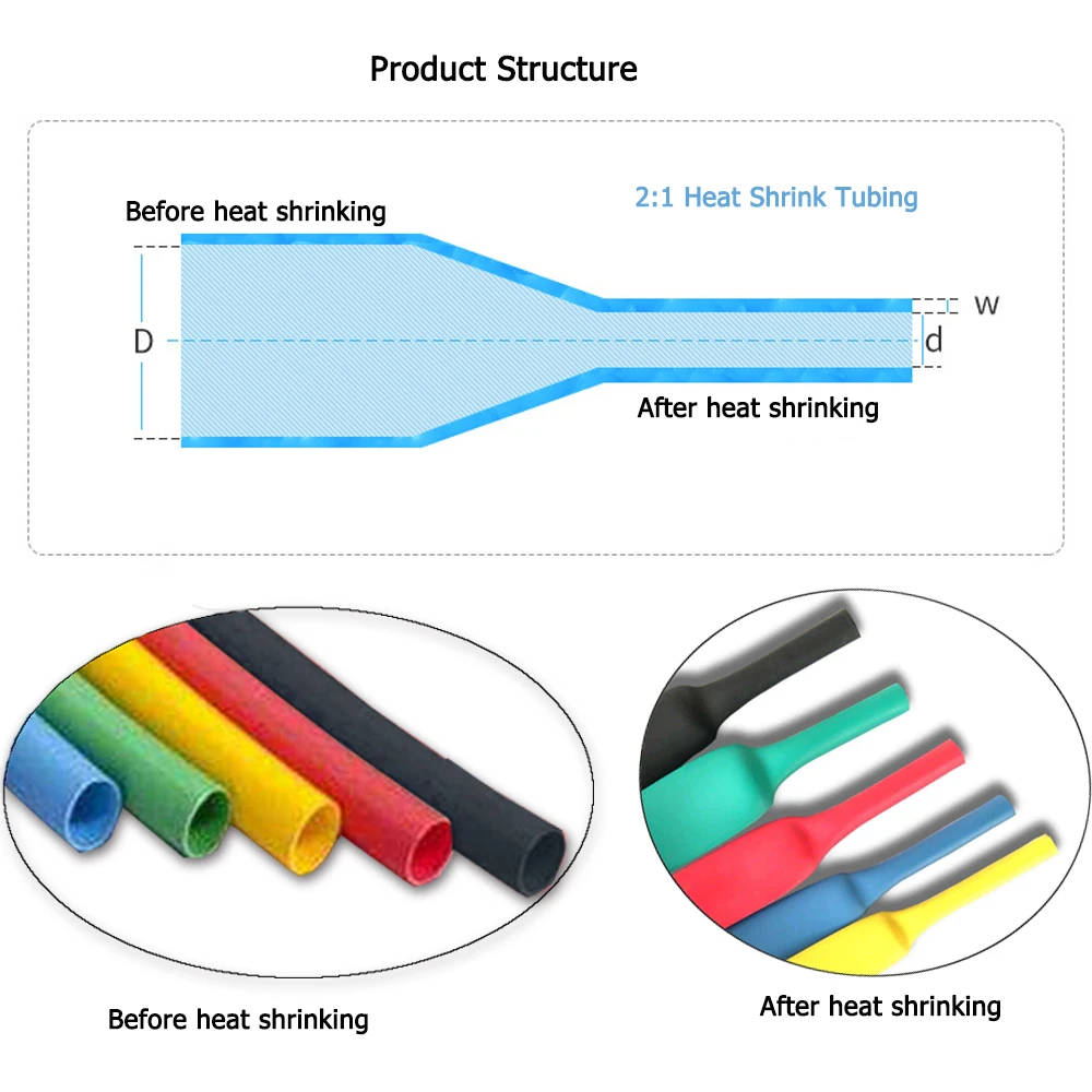 Details about   1.6mm-30mm 3:1 Heat Shrink Shrinkable Heatshrink Tube Tubing Wire Sleeve 7-Color 