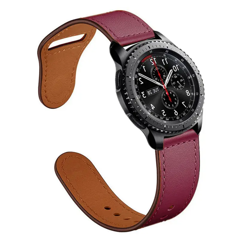 wine red Gear S3 frontier ремешок для samsung Galaxy Watch 46 мм 22 мм ремешок для часов huawei watch gt 2 ремешок кожаный спортивный браслет ремешок для часов 46 - Цвет ремешка: wine red