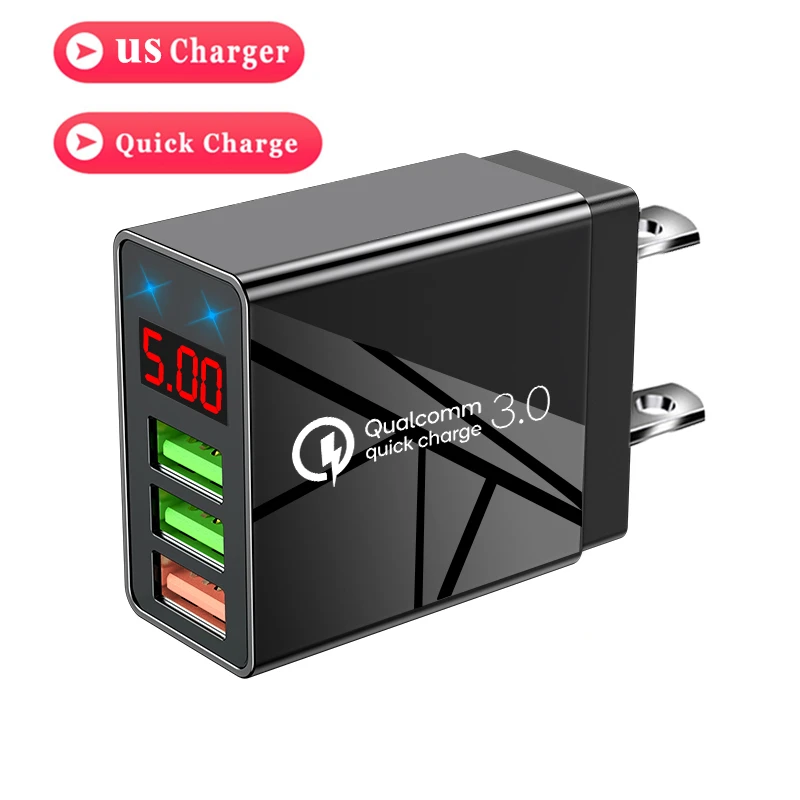 Elough QC3.0 USB Charger Mobile Phone Quick Charge LED USB Wall Universal fast Charging Chargers For iPhone Xiaomi Huawei usb fast charge Chargers