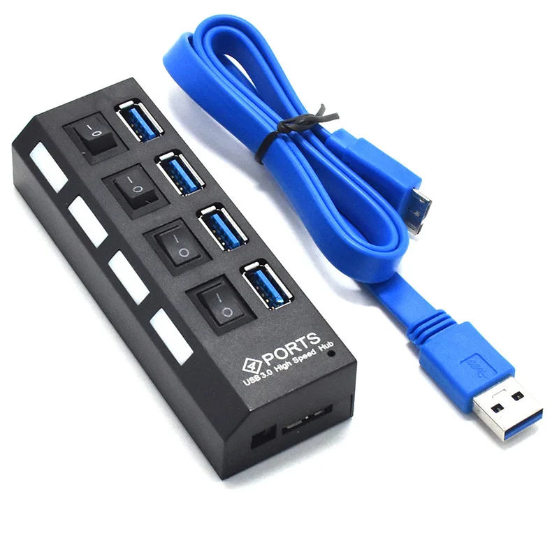 Usb-концентратор 3,0 4 порта Micro USB 2,0 концентратор разветвитель с самостоятельным выключателем питания USB hab высокоскоростной 5 Гбит/с USB разветвитель 3 концентратор для ПК
