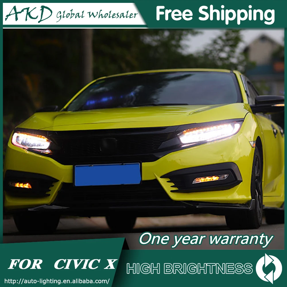 Головной светильник s для автомобиля honda civic- civic X DRL Дневной ходовой светильник светодиодный Биксеноновая лампа противотуманный светильник s аксессуары для автомобиля