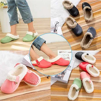

Unisex Warm Lined Slippers Home Waterproof Indoor And Outdoor Garden Shoes shoes men slippers men shoes тапочки
