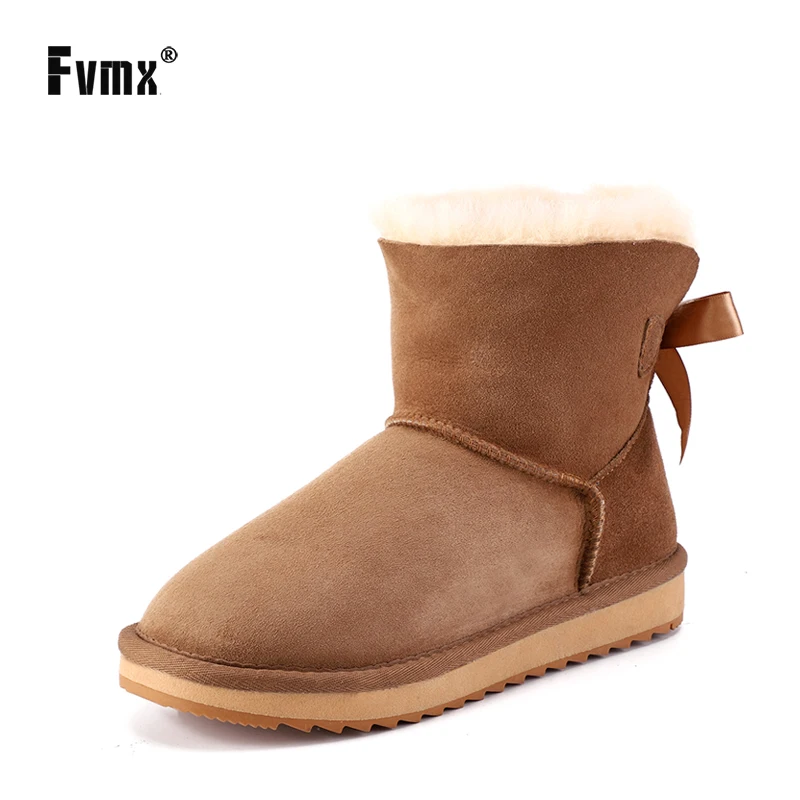 Женские замшевые ботильоны FVMX Зимние Повседневные полусапожки из овечьей кожи и