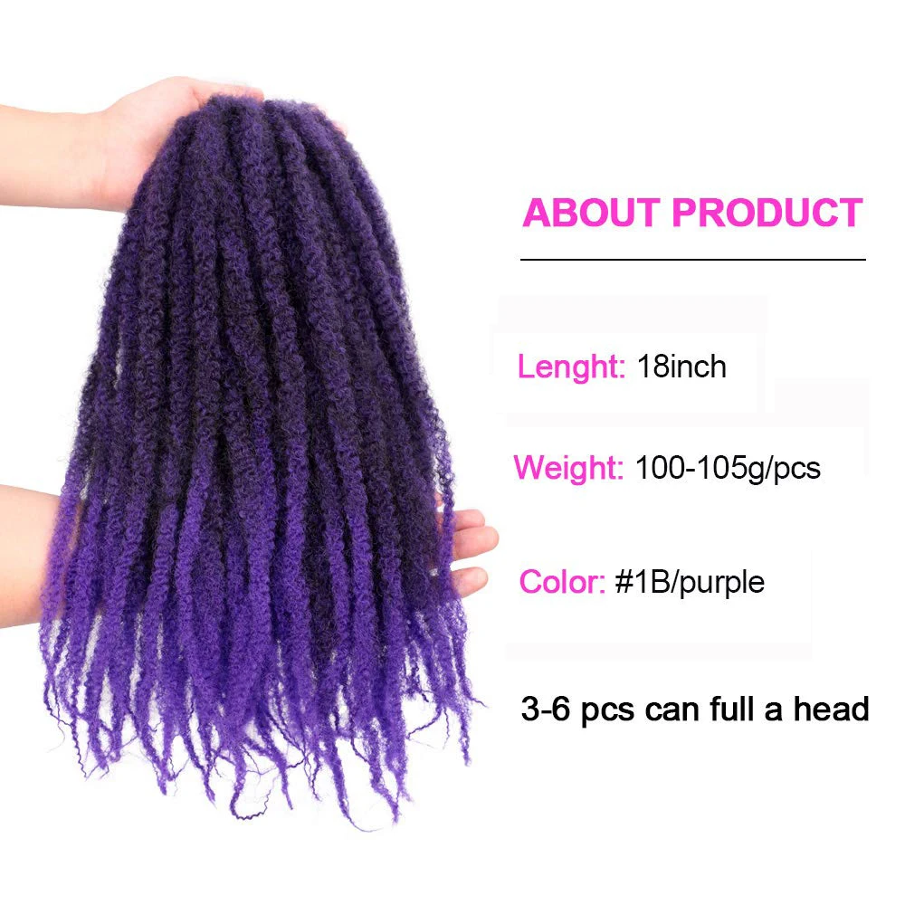 Black Star Marley Twist Crochet Braids 18 Inch Afro Kinky Twist Crochet Hair Synthetic Tone Mixed Colour Kinky Hair Extensions
