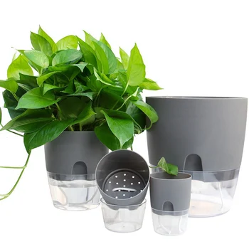 

2 Layer Watering Planter Handmade Self Watering Plant Flower Pot With Water Container Home Garden Decor Round Flowerpot