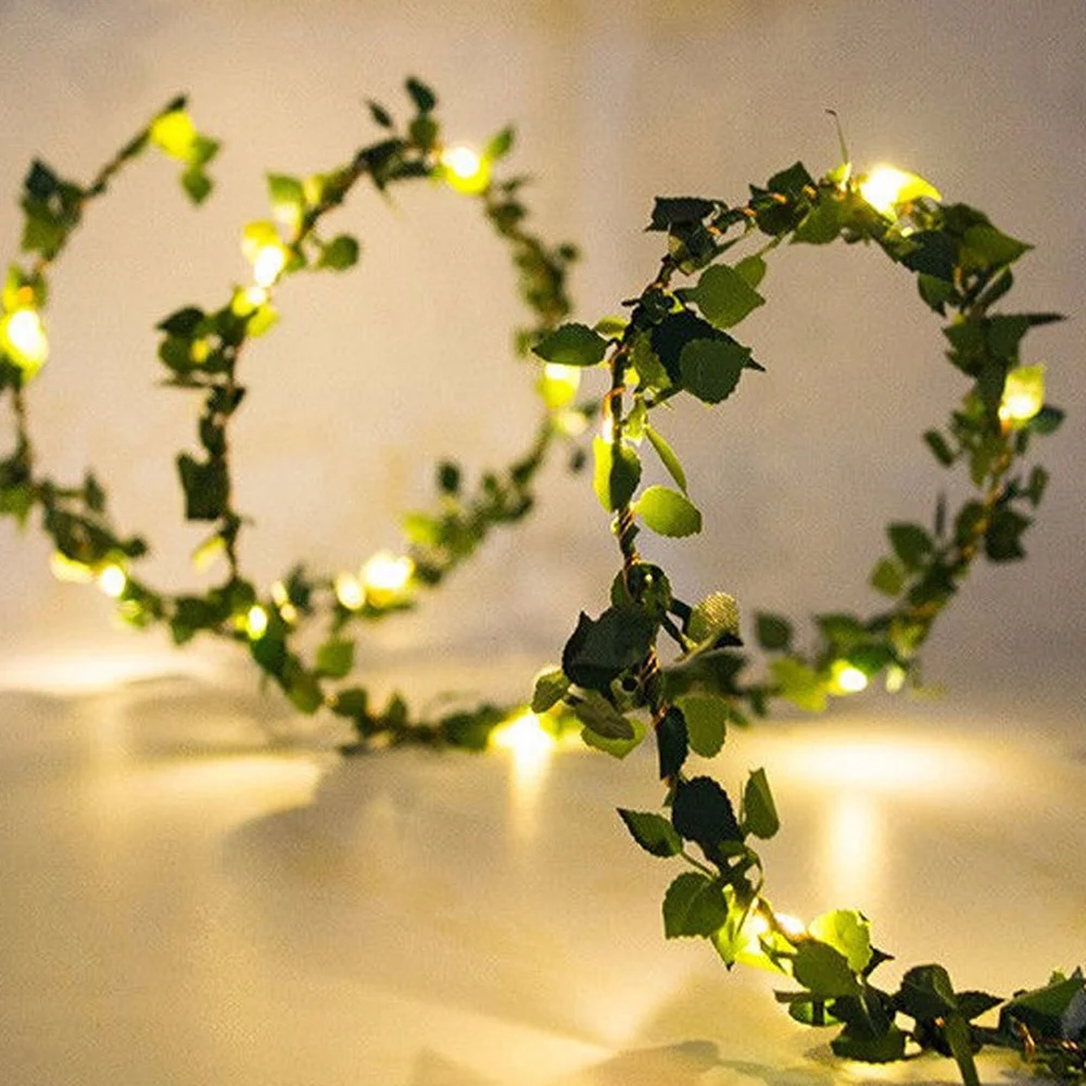 

20LEDs Leaves Garland Fairy String Lights Battery Operated Wedding Party String Lights Living Room Decorations