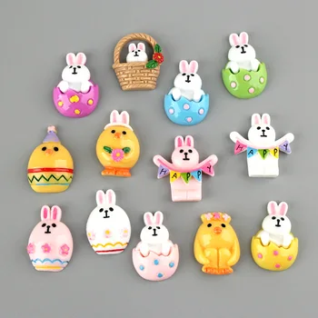 

10Pcs Cartoon Rabbit Chick Resin Cabochon Flatbacks Fit Phone Case Decoration DIY Embellishments for Scrapbooking Accessories