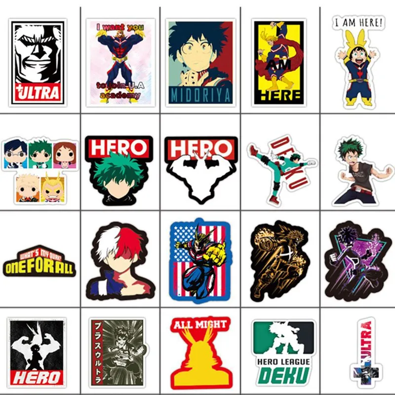 Мультяшный аниме My Hero Academy периферийная Наклейка Набор персональный чемодан гитара компьютерный скейтборд декоративная наклейка s подарок