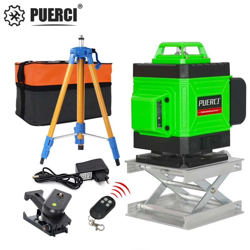 Online PUERCI 16 Linien 4D Laser Level level Selbst Nivellierung 360 Horizontale Und Vertikale Kreuz Super Leistungsstarke Green Laser Level