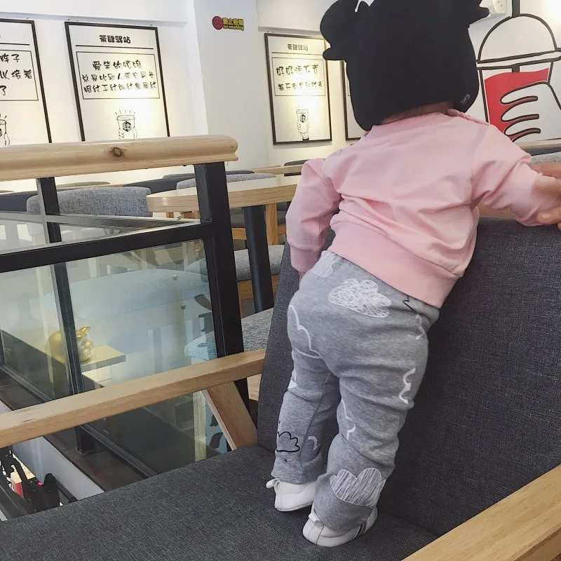 VIMIKID/комплекты одежды для малышей хлопковые топы с длинными рукавами и круглым вырезом и принтом облака+ длинные штаны Одежда для новорожденных Одежда для детей