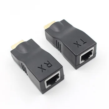 

4K 3D HDMI 1.4 30M Extender to RJ45 Over Cat 5e/6 Network LAN Ethernet Adapter