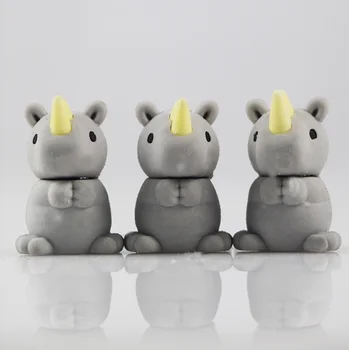 

4Pcs Creative Animal Rubber Student Supplies New Strange Rhinoceros Shape Eraser Wholesale Student Award