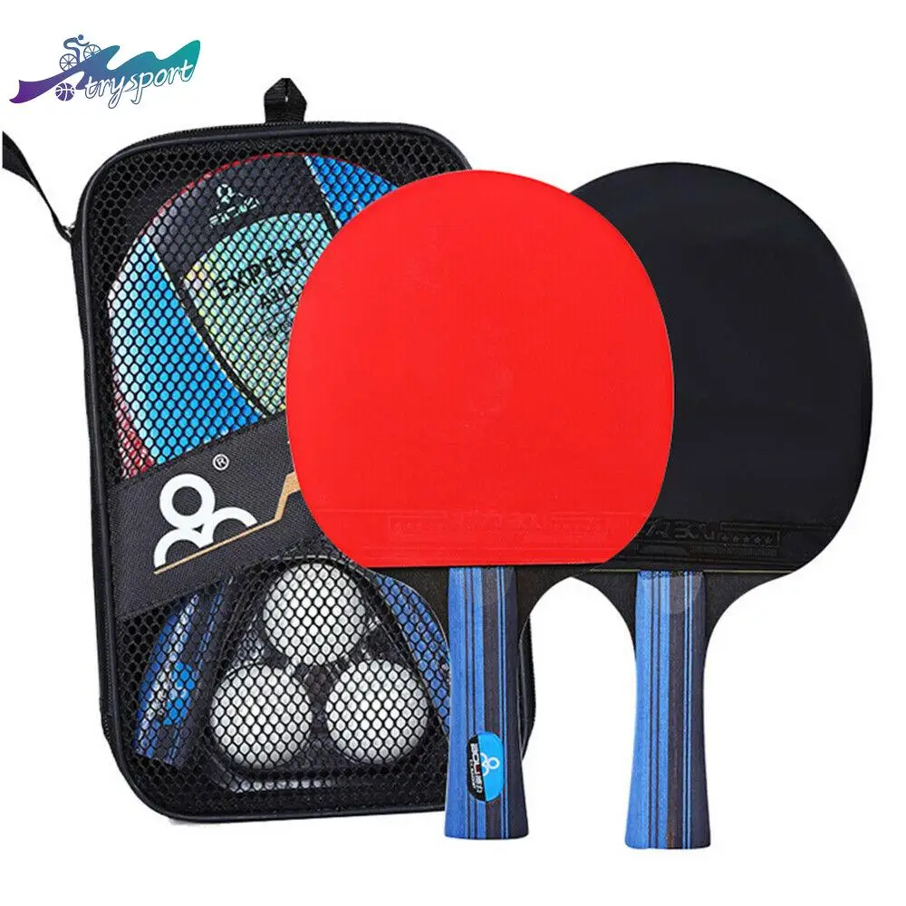 

A10 table tennis racket set pen-hold grip/short handle2 Professional Table Tennis Ping Pong Racket Paddle Bat 3 Balls Bag