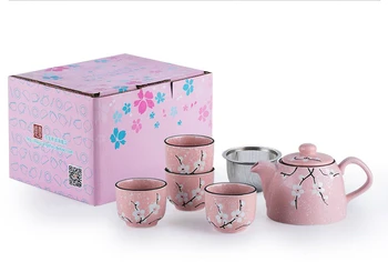 

Japanese And Wind Hand-painted Plum Blossom Ceramics Tea Set Flower Tea Pot, Tea Cup, Porcelain Kettle And Cup