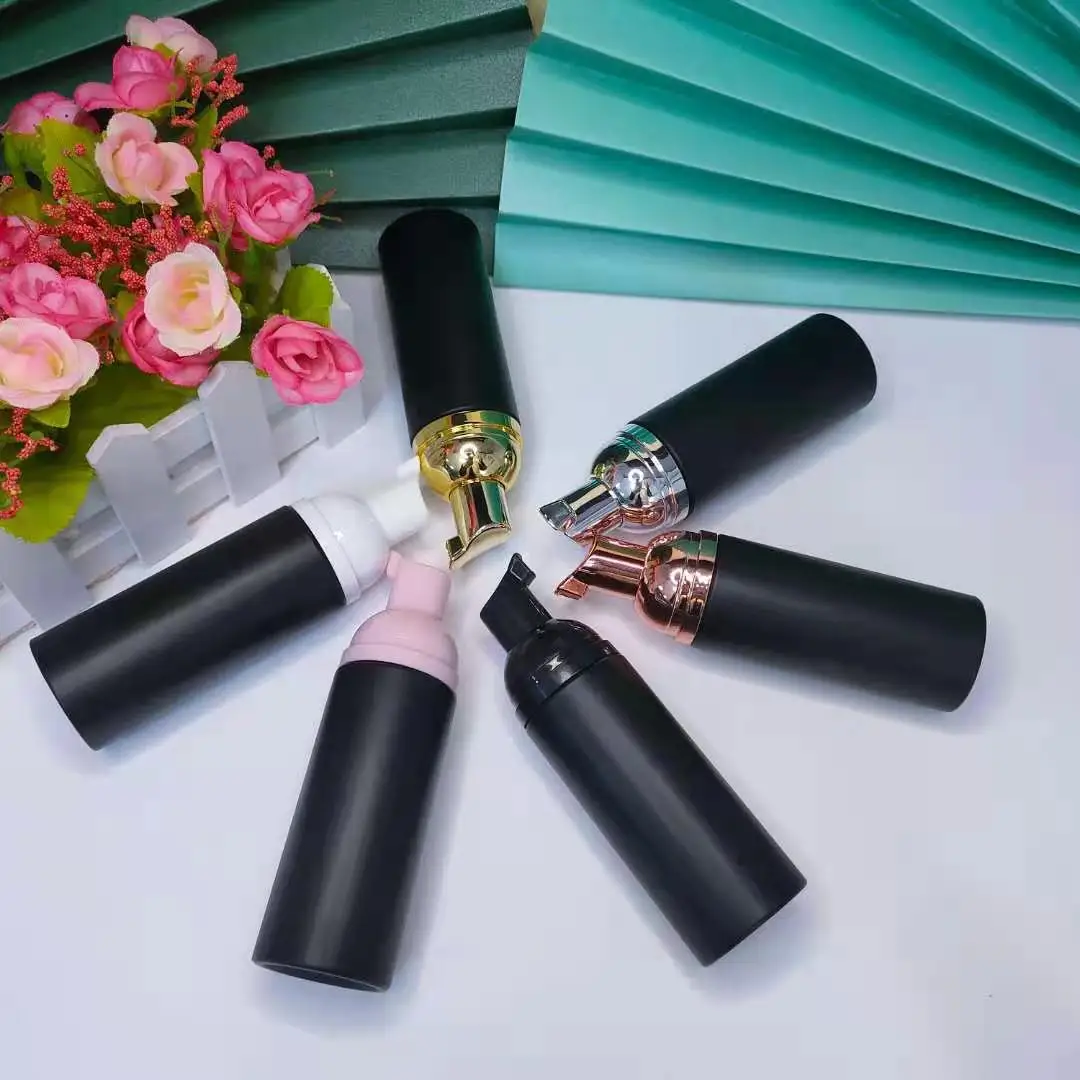 30ps 60ml Black Plastic Foamer Pumps Refillable Empty Cosmetic Bottle Lashes Cleanser Soap Dispenser Shampoo Bottle With Golden