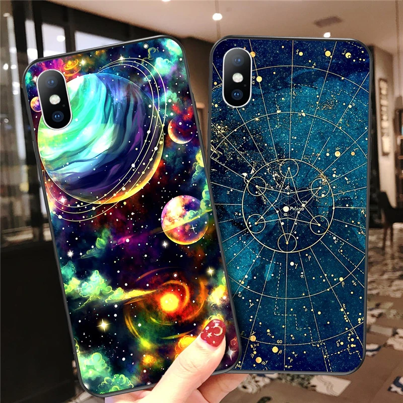 

Fashion For iphone 7 Case Soft Universe Planet Ultrathin Shockproof Phone Cases Cover For iphone XS Max XR X 6 6S 7 8 Plus Case