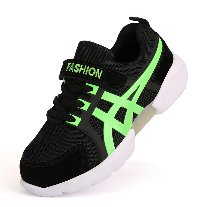 Fashion Bright Solid USB Led Light Up Kid Shoes Breathable Hook&Loop Children Charging Luminous Sneakers For Girl And Boy 22-30