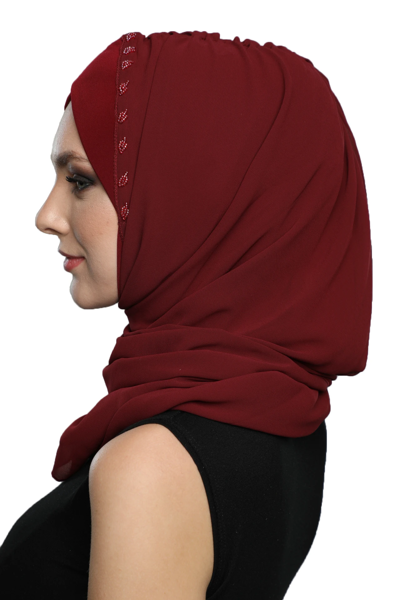 2022 New Fashion Shawl Plug & Use Beaded Ready Made Turban Hijab Bonnet Scarf Cancer Cap Special Women Product Beret Bandana Muslim Chemo All Season Rib Pearl Prayer Head