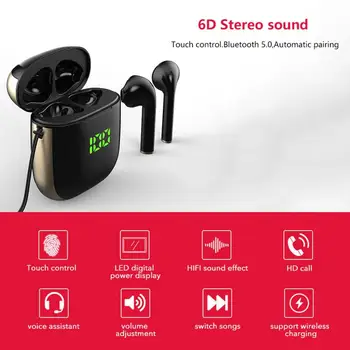 

Wireless Headphones Hifi Stereo Super Bass Bluetooth V5.0 Earphone With Mic Sport Earbuds Headset For Xiaomi With Charger Box