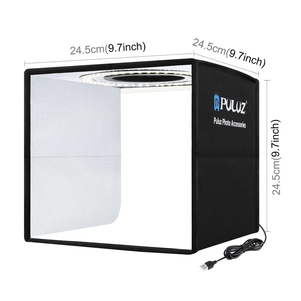 ⁦لايت بوكس محمول Mini Photography Softbox مع ضوء Ring LED Light قابل للتنظيم و 12 خلفية ملونة⁩ - الصورة ⁦2⁩