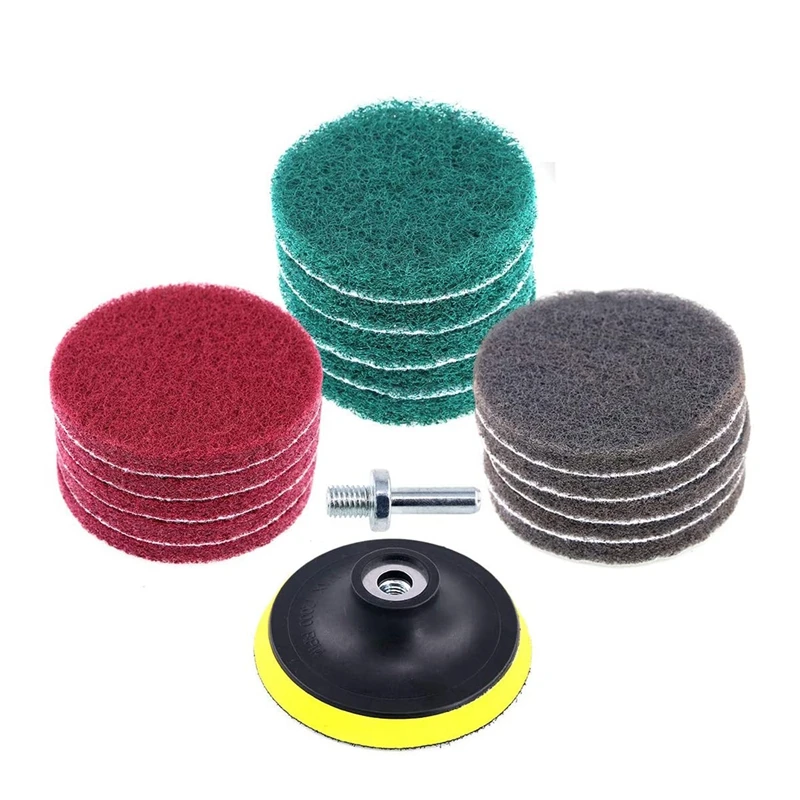 16Pcs 4 Inch Drill Power Brush Tile Scrubber Scouring Pad Cleaning Kit with 4 Inch Disc Pad
