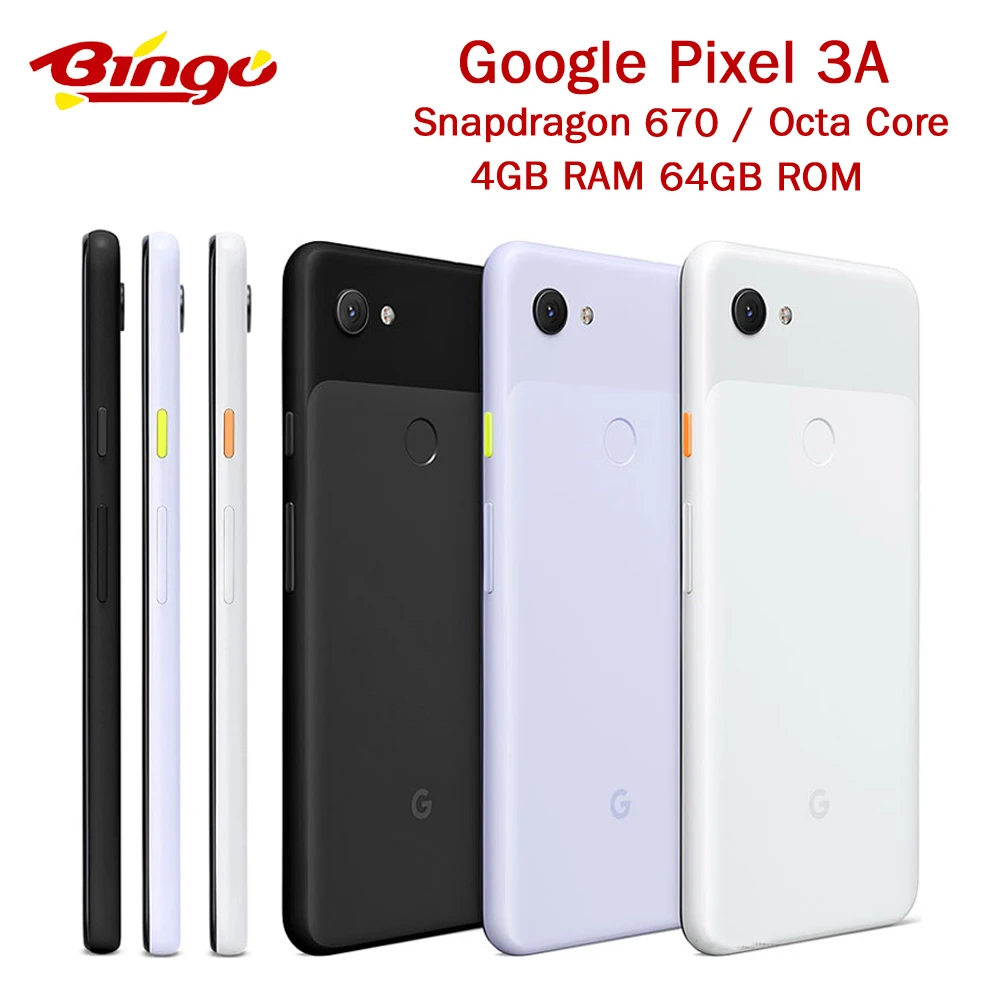 Original de Google Pixel 3A 4G LTE 5,6 Snapdragon 670 Octa Core 4GB RAM 64GB ROM NFC 12.2MP 8MP huella dactilar teléfono inteligente