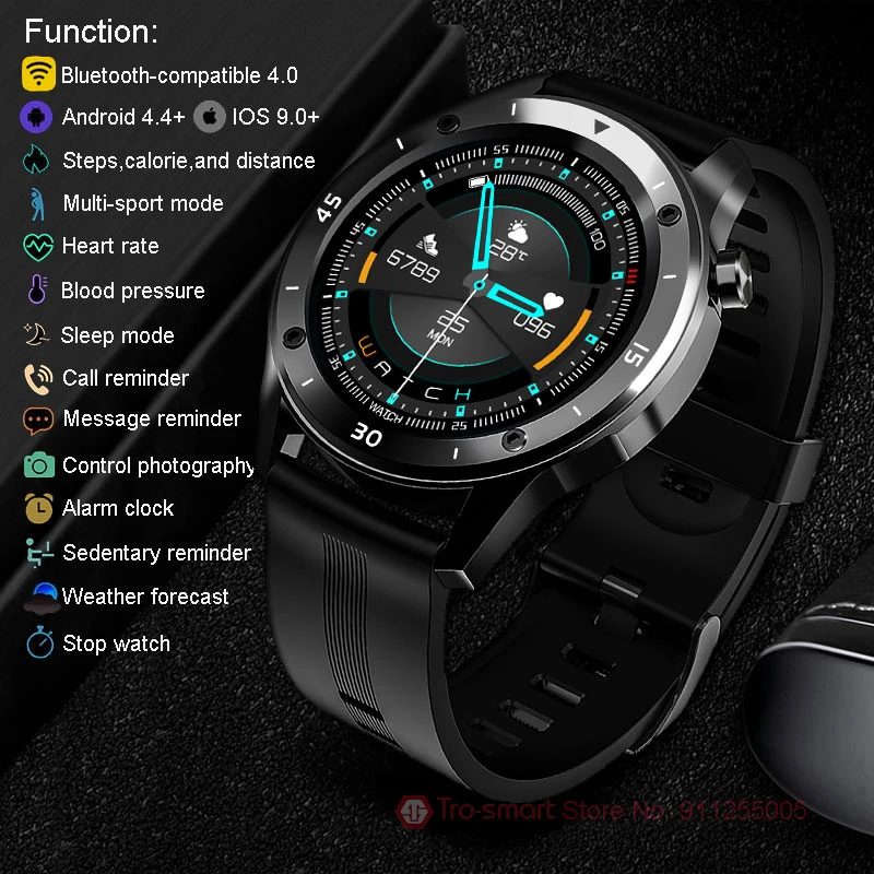 New Sport Smart Watch Men Male Smartwatch Electronics Smart Clock For Android IOS Fitness Tracker Full Touch Round Smart-watch