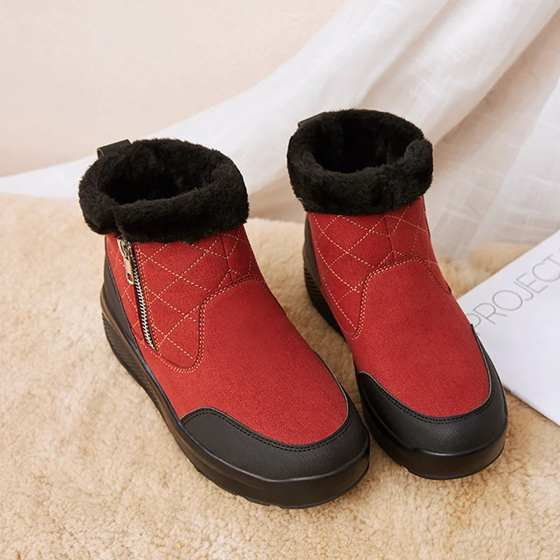 Women Shoes Winter Warm Snow Boots Plush Inside Ankle Boots Zip Platform Casual Sneakers Wedges Casual Shoes Botas Mujer