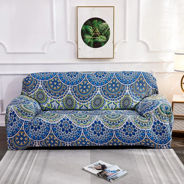 1/2/3/4 Seater Morocco All-inclusive Sofa Cover Slipcover Polyester Spandex Stretch Printed Bohemian Polyester Furniture Cover
