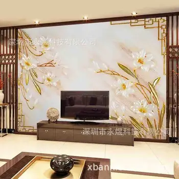 

The Most Flow Home Improvement TV Backdrop Coloured Sculpture Golden Lily Large Mural Hot Selling Hot Sales-