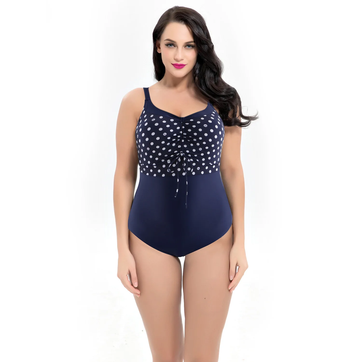 

Sexy Split Joint Wave Point Increase Fertilizer Enlarge One-piece Suit Biquini Triangle Swimwear Swimming Woman Large Bust xxl