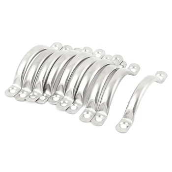 

80Mm Long Wardrobe Drawer Hardware Door Handle Metal Silver 10 Pcs