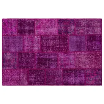 

Handmade Fuchsia Vintage Overdyed Patchwork Area Rug 120x180 Cm-3'11''X5'11''