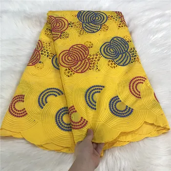 

5 yard Swiss lace fabric 2020 latest heavy beaded embroidery African cotton fabrics Swiss voile lace popular Dubai style 2L06032