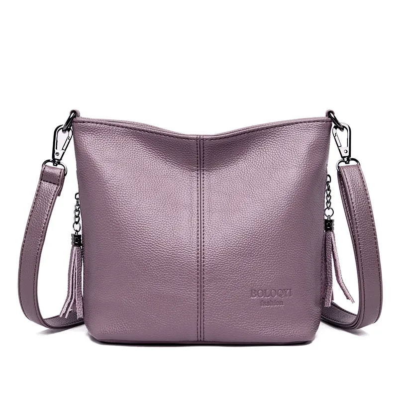 Модные простые сумки через плечо для женщин, сумка-мессенджер, Высококачественная элегантная женская сумка на плечо, качественная сумка-тоут из эластичной ткани - Цвет: Purple