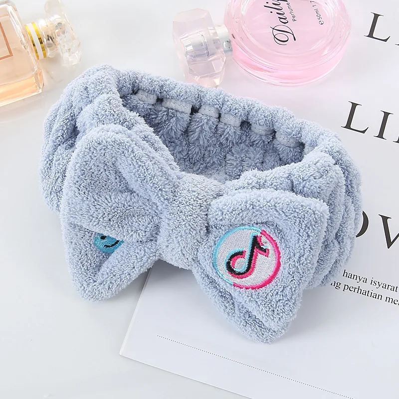 Winter Letter OMG Headbands for Women Girls Bow Wash Face Turban Makeup Elastic Hair Bands Coral Fleece Hair Accessories