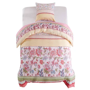 

Vidaxl PCs. Bedding Set Flower/stripe 140x220/60x70 cm pink