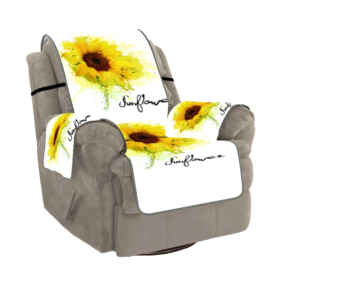 Qiyi Sunflower Print Slip Resistant Sectional Sofa Slipcover