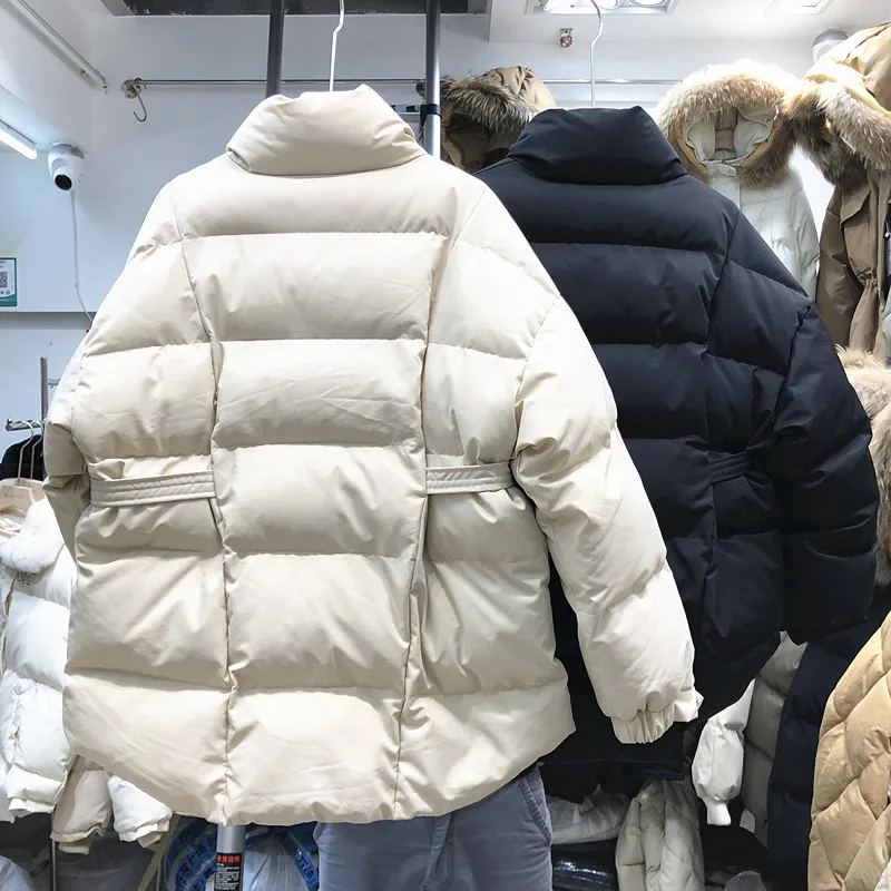 Зимняя одежда из хлопка, женское однотонное утолщенное свободное хлопковое Стеганое пальто, женская пуховая парка, повседневные зимние куртки