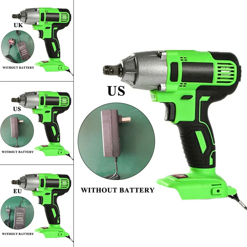

new arrival US /UK /EU Plug Impact Wrench With Charger Input 110V-240V Impact Flatness Rate 0-3200ipm Screw Diameter 4-26 Meters