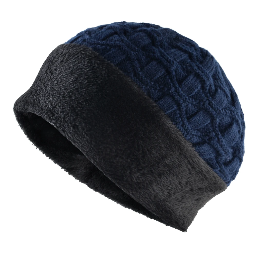 Blue Hat Толстая вязаная шапка Наборы для мужчин зимняя уличная теплая шапка и шарф набор добавить бархат Skullies Beanies модная зимняя шапка шарф для женщин - Цвет: Blue Hat