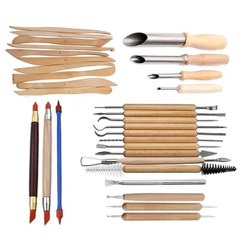 

31piece Ceramic Clay Carving Tool Set Crafts Sculpting Tool kit Pottery & Ceramics Wooden Handle Modeling Clay Tools