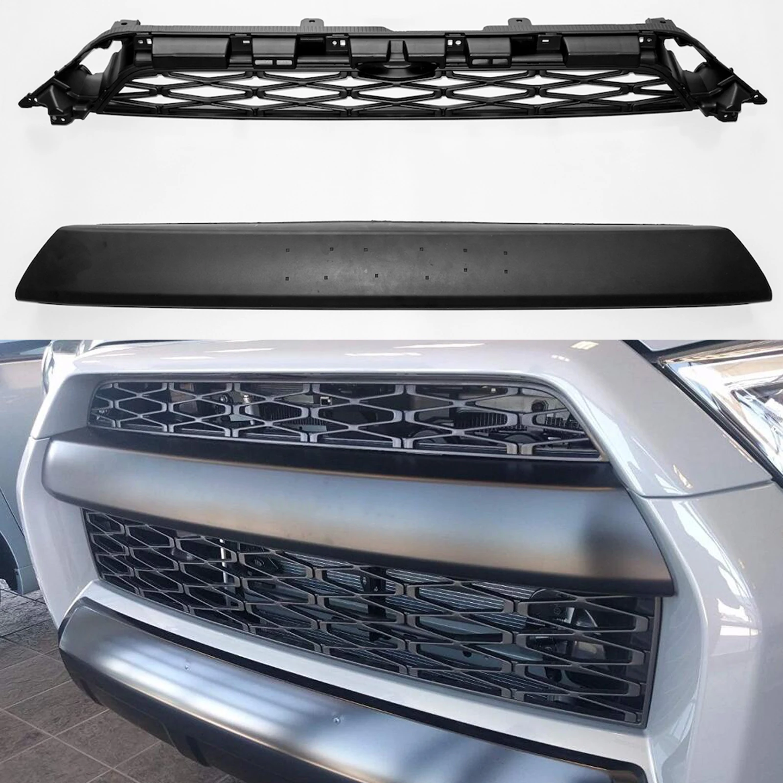 

Front Bumper Grille Fit For 2014-2019 Toyota 4Runner TRD PRO 2 Piece Grill Replacement