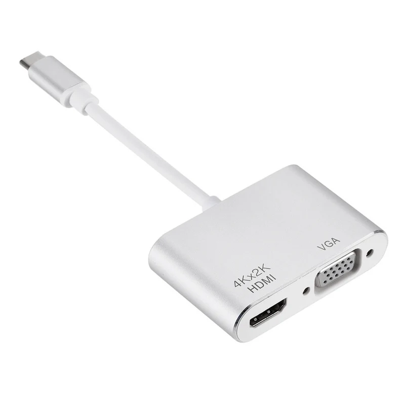 Два в одном портативный адаптер TypeC к HDMI/VGA поддержка устройств с поддержкой TypeC к устройствам с поддержкой HDMI/VGA для ноутбуков
