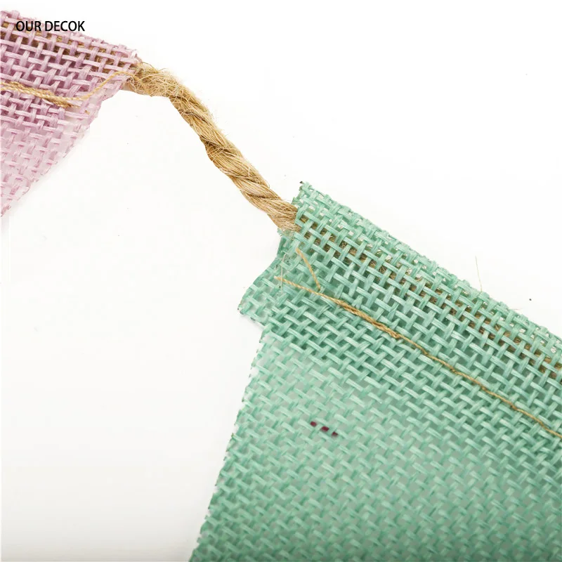 4M Bunte Jute Leinen Fahnen Wimpel Geburtstag Bunting Banner Wand Hängen Hochzeit Hängen Banner Party Girlande für Home Decor – Detail 8