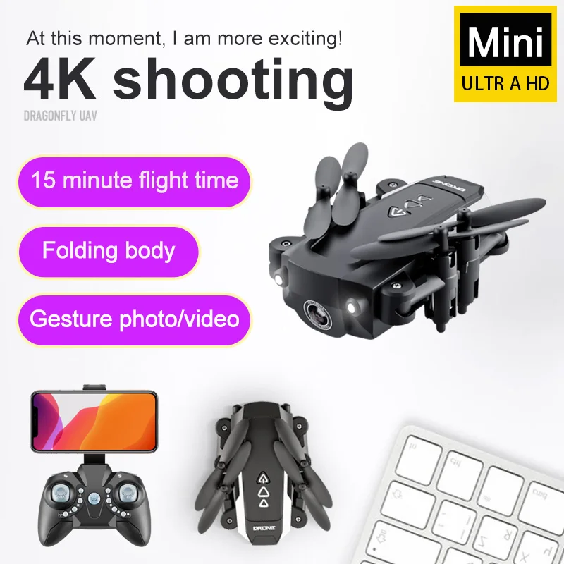

KK8 New Mini 4K HD Cameras Drone HD WIFI FPV Camera Aerial Video RC Quadcopter Professional Real-time Transmission Drone Toy Kid