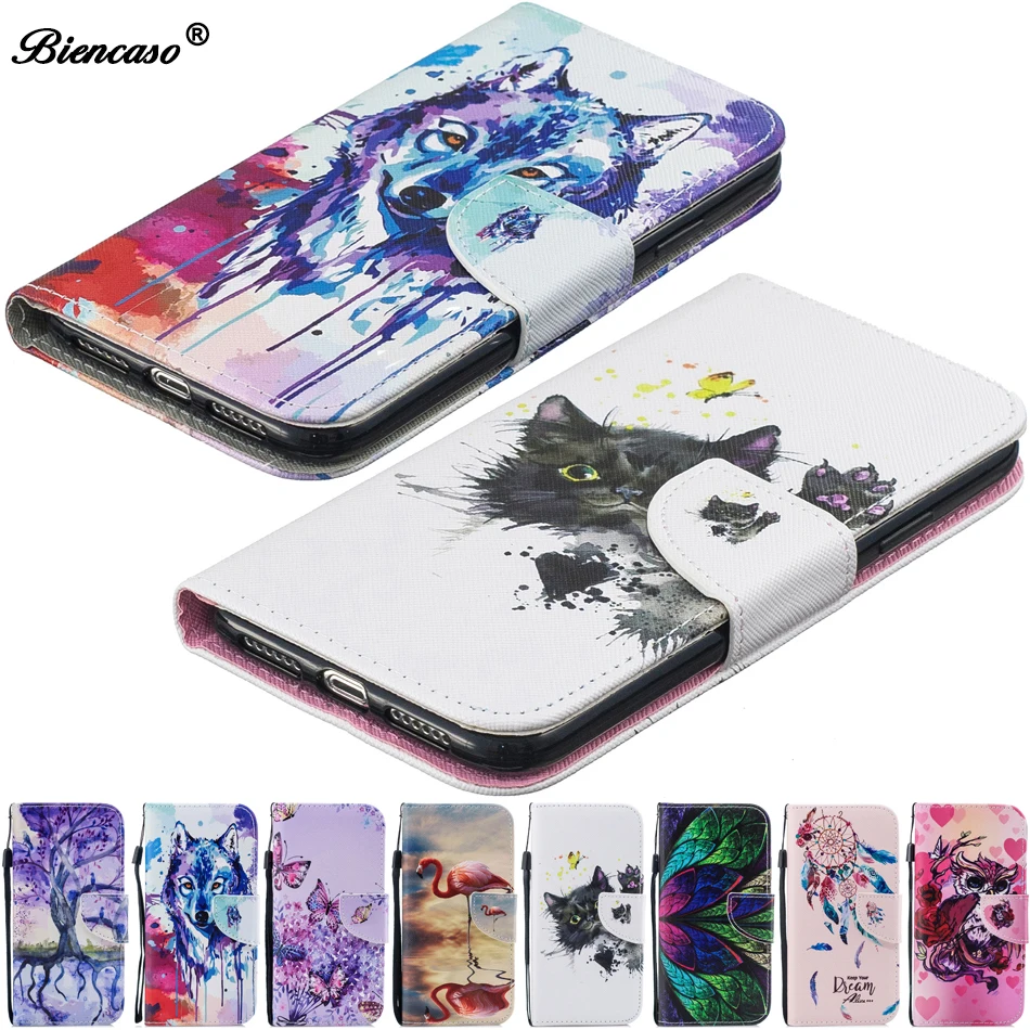 

Wolf Flip Case For IPhone 11 PRO 5 5S SE 6 6S X 7 8 Plus PU Leather + Silicon Wallet Stand Cover For iPhone XS Max Xr Case Coque