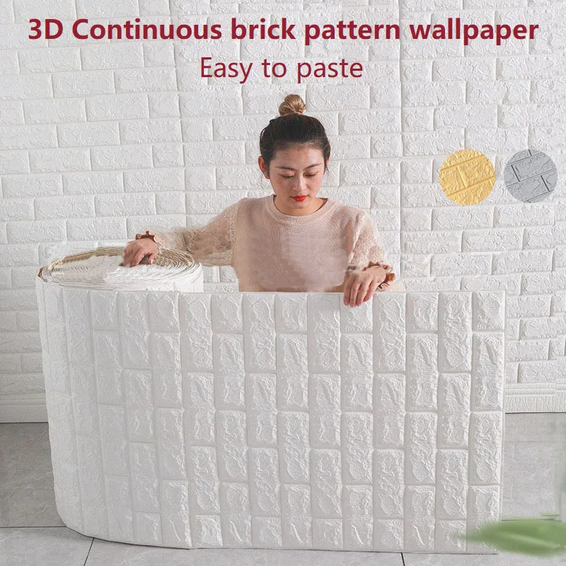 70cm*1m 3D Self-adhesive Continuous Wall Sticker Waterproof Brick Pattern Wallpaper Bedroom DIY Wall stickers Home Decoration